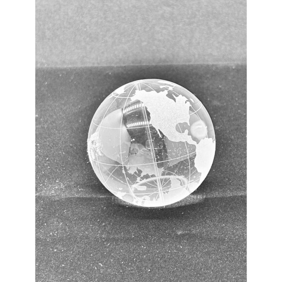 World Globe Earth Orb Crystal Glass Clear Frosted Paperweight GARBIN4 - Picture 3 of 6